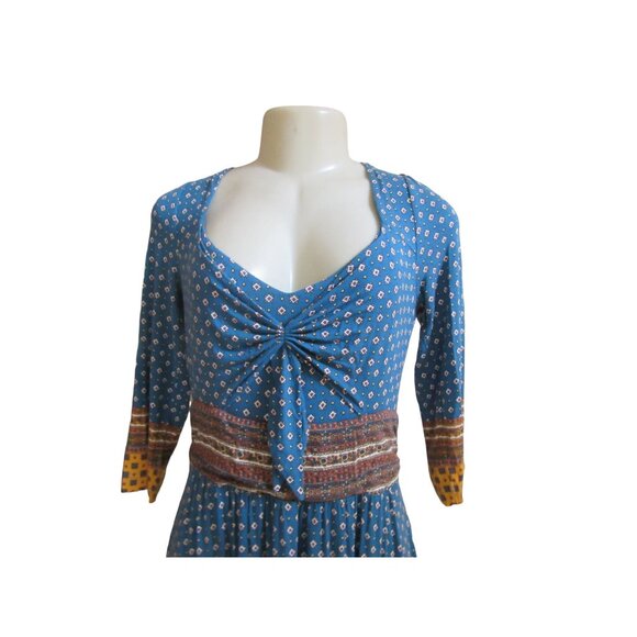 Maeve Anthropologie Blue Multi Colored Midi Rayon Blend Dress in Size M - Picture 2 of 6
